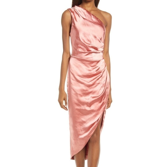 ELLIATT Cassini dress one shoulder asymmetrical in coral - Picture 2 of 10